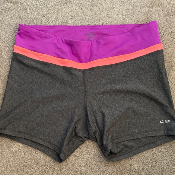 Champion Women's Gray Shorts with Purple and Orange Accents - Picture 1 of 6